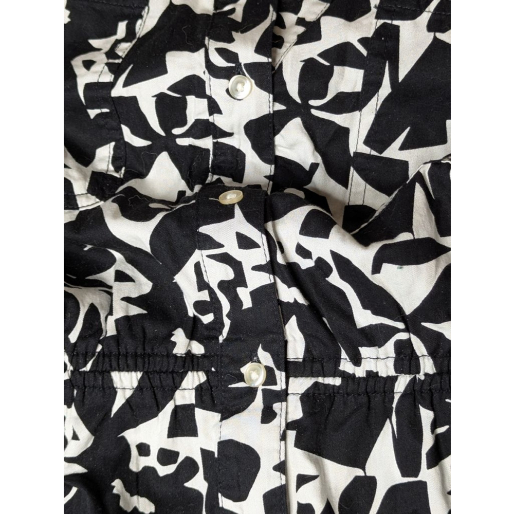 Women's FREE ASSEMBLY Black White Floral Midi Dress L Belt Pockets - Picture 9 of 13